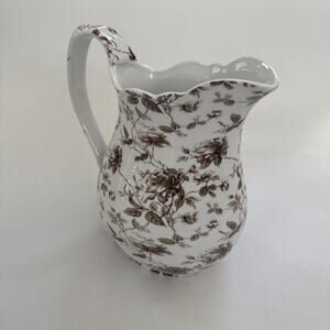 Antique Reflections By Godinger Floral Porcelain Pitcher Farmhouse Country Decor
